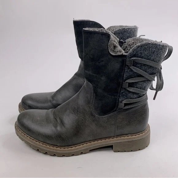 Patrizia By Spring Step Dawna Grey Multi Boots Size 39 (8-8.5) Gray Zip Sherpa - Picture 4 of 14